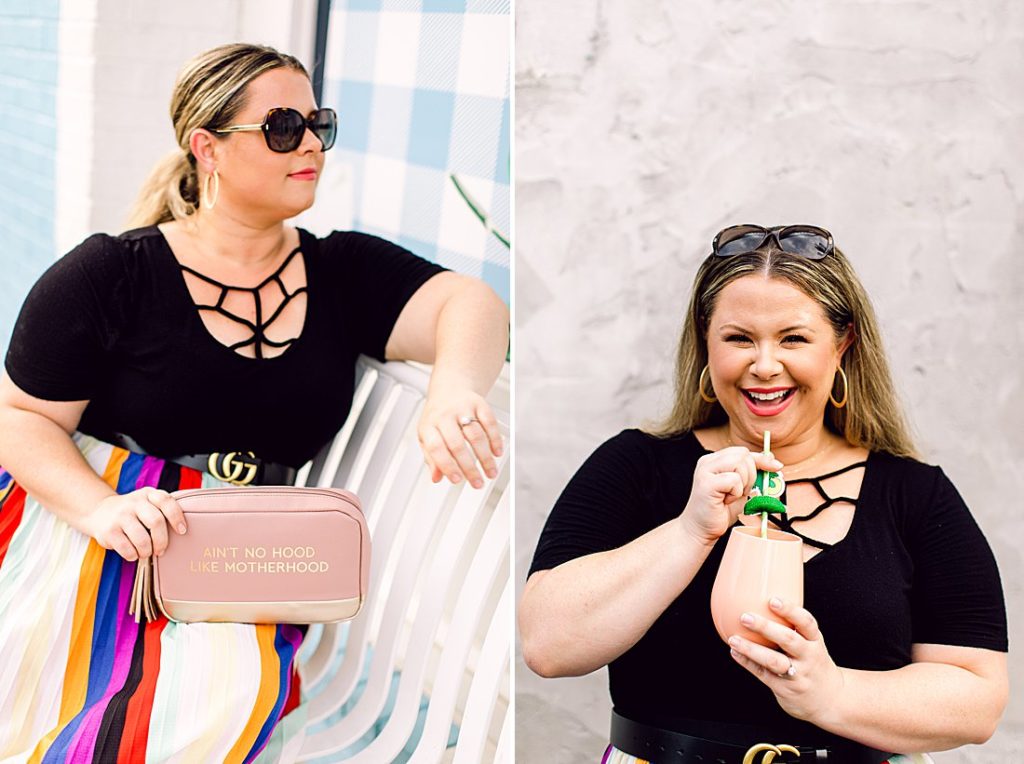 Being summertime, we decided that the 12 South area of town would be perfect for this vibrant feeling session.  Madison showed up with a multicolored skirt and black shirt to show off the jewelry.  