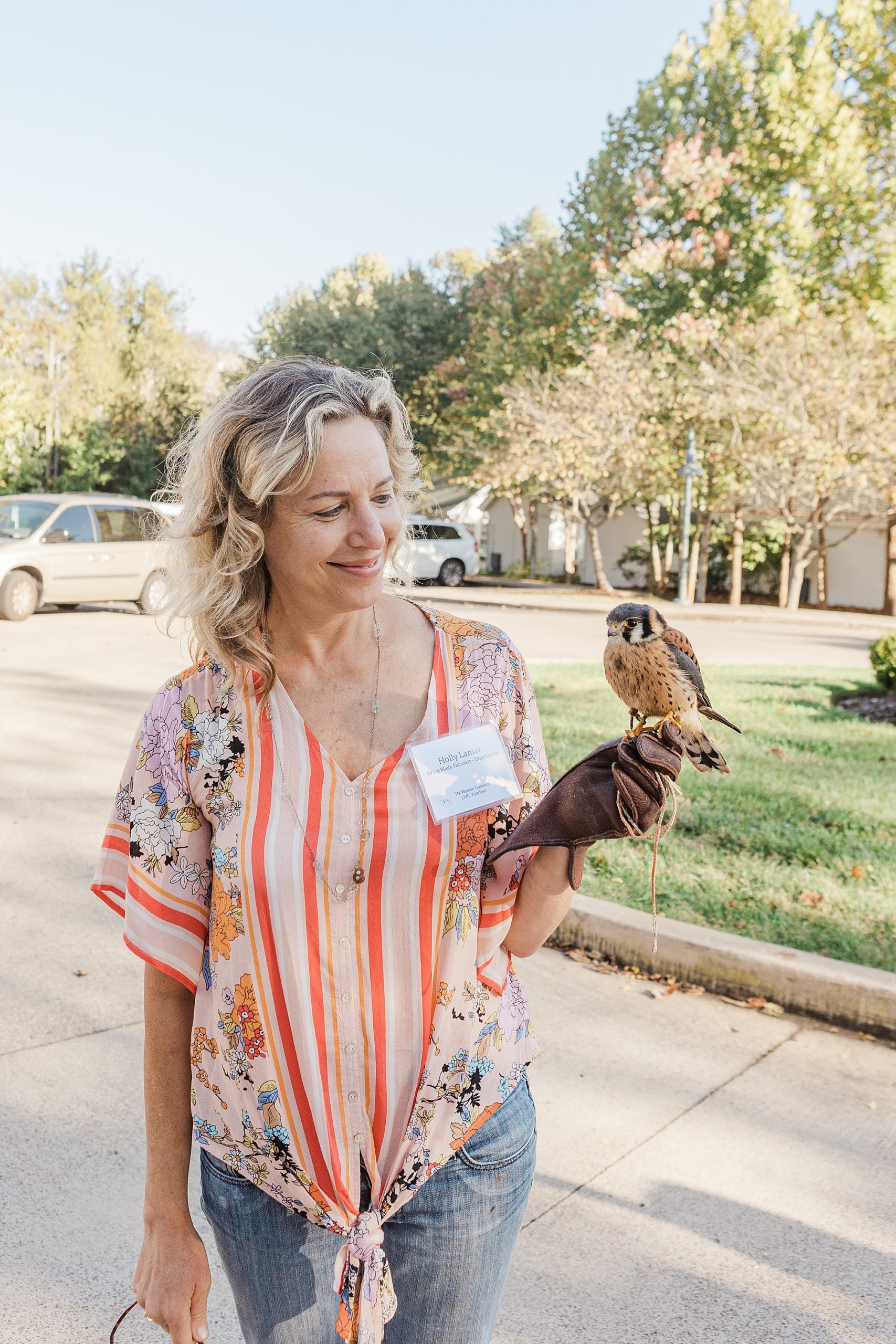 falconer holds bird during Tennessee Women Connect Live Event