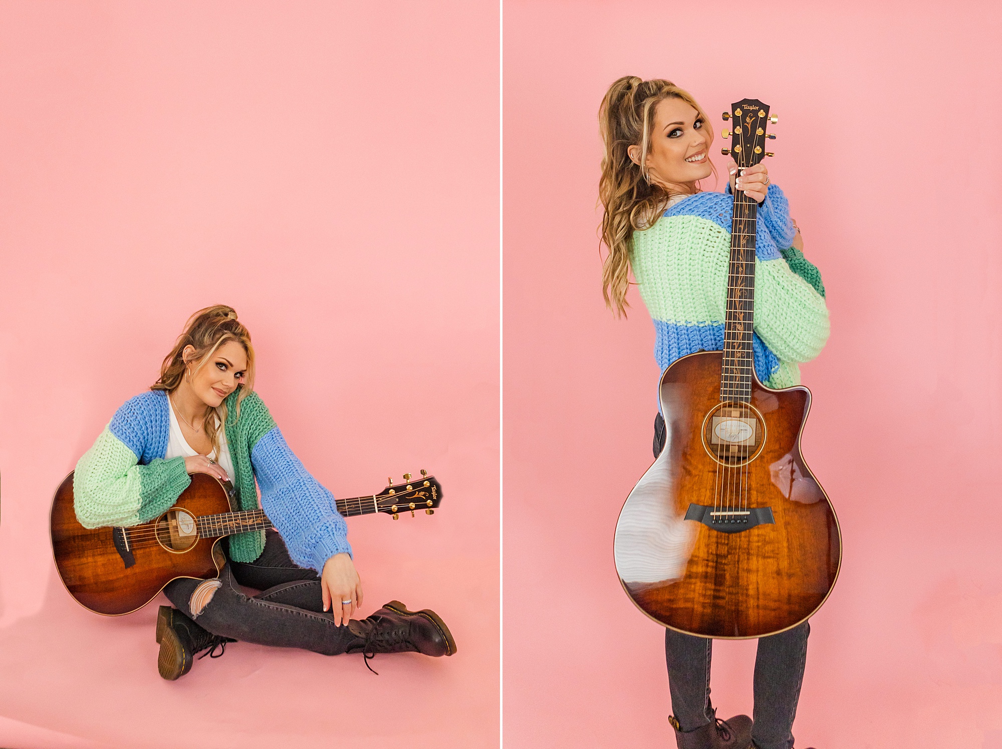 musician poses with guitar during Franklin branding minis