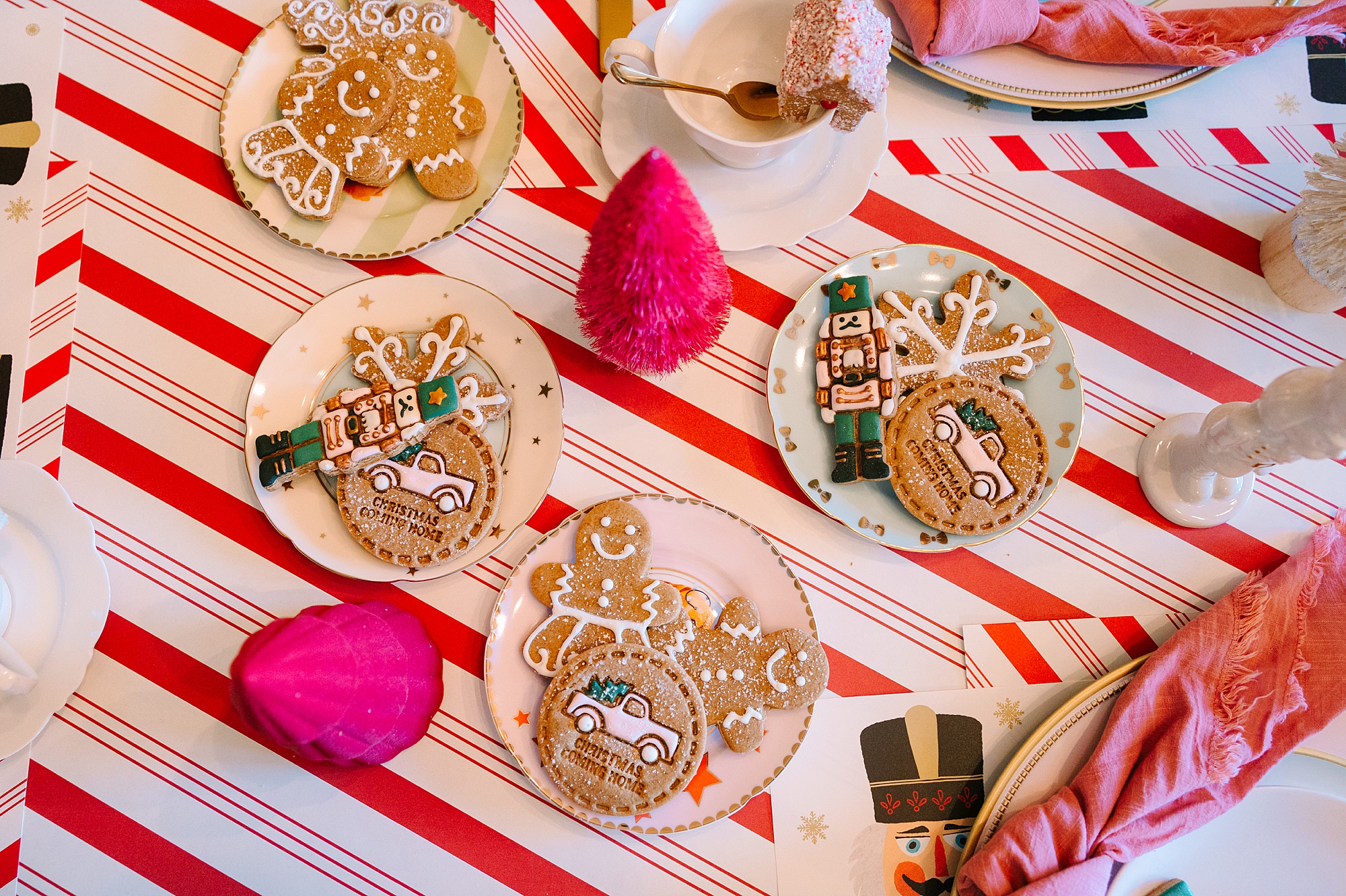 holiday cookies on plates for Nutcracker inspired tea party with Pretty Lovely Tea