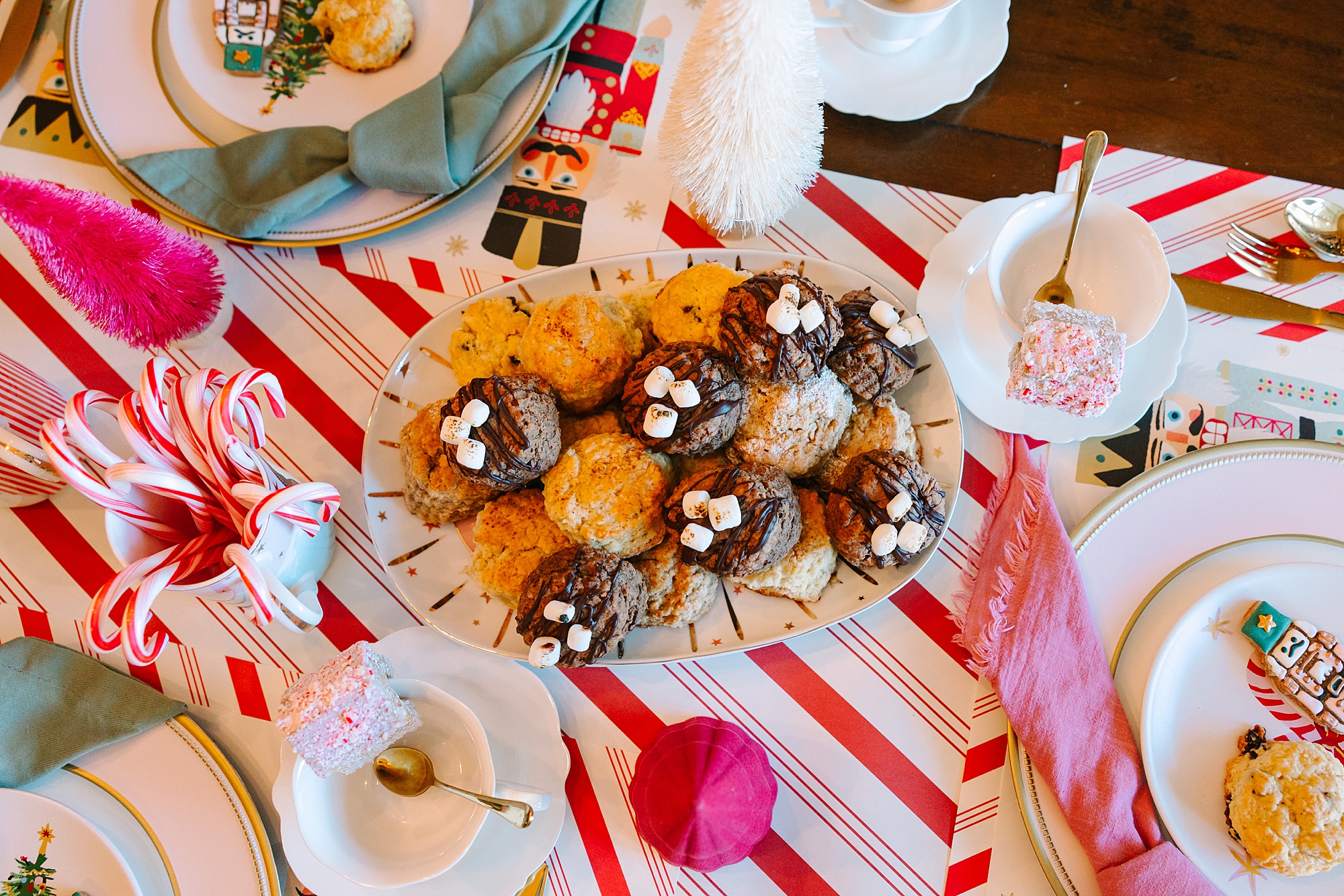 cookies and desserts on table for Nutcracker inspired tea party with Pretty Lovely Tea