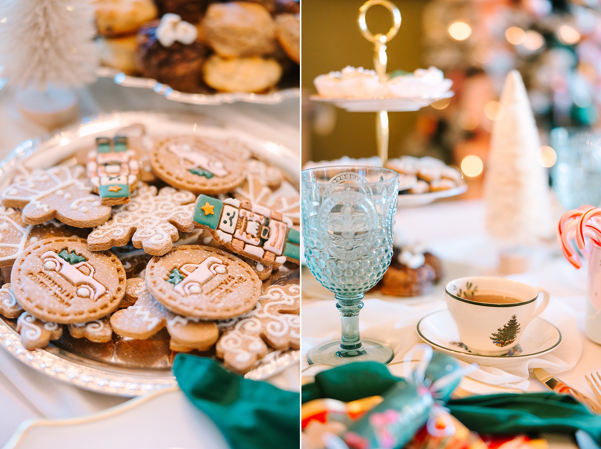 Nutcracker inspired tea party with Pretty Lovely Tea with vintage glassware and holiday cookies
