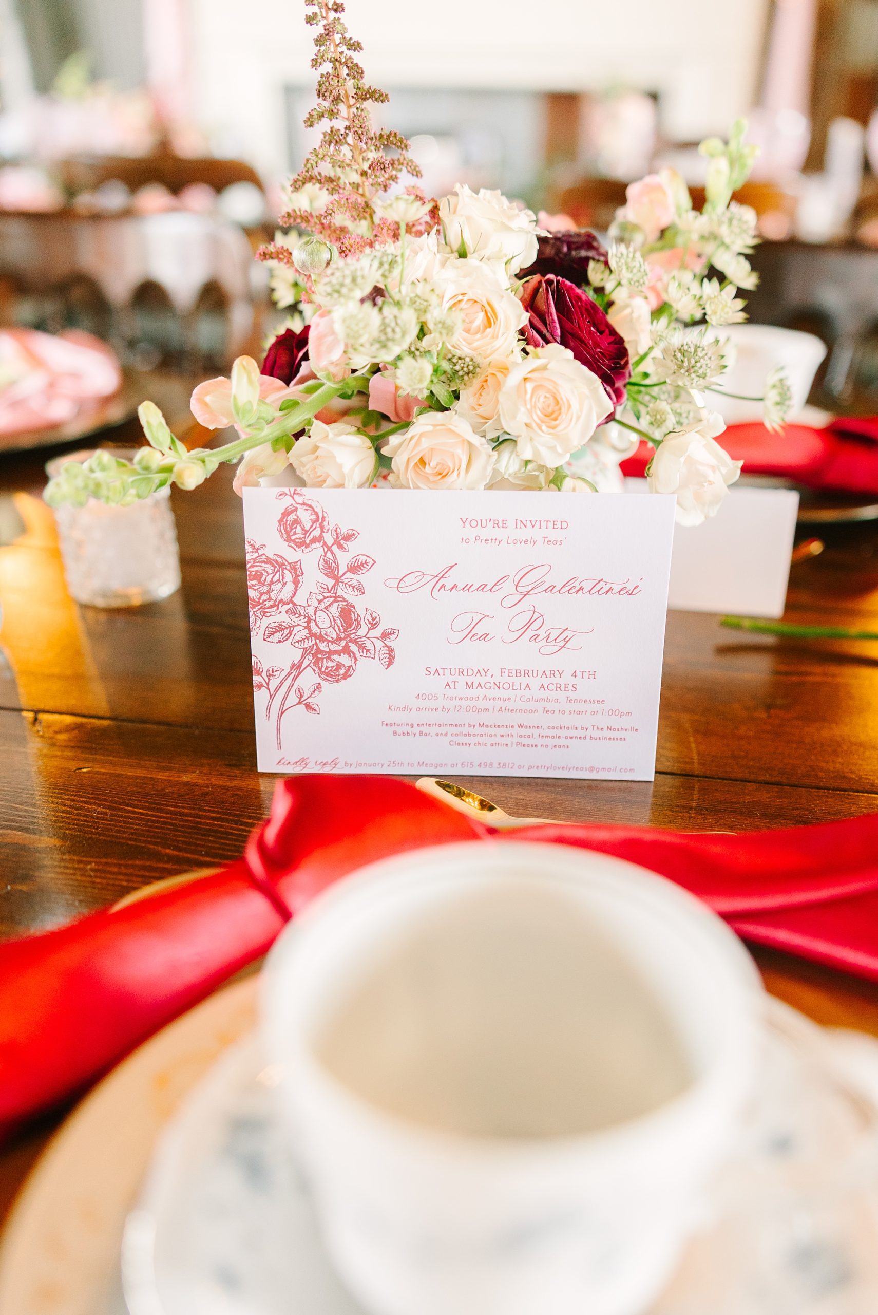 custom place cards for Galentine's Day Tea Party