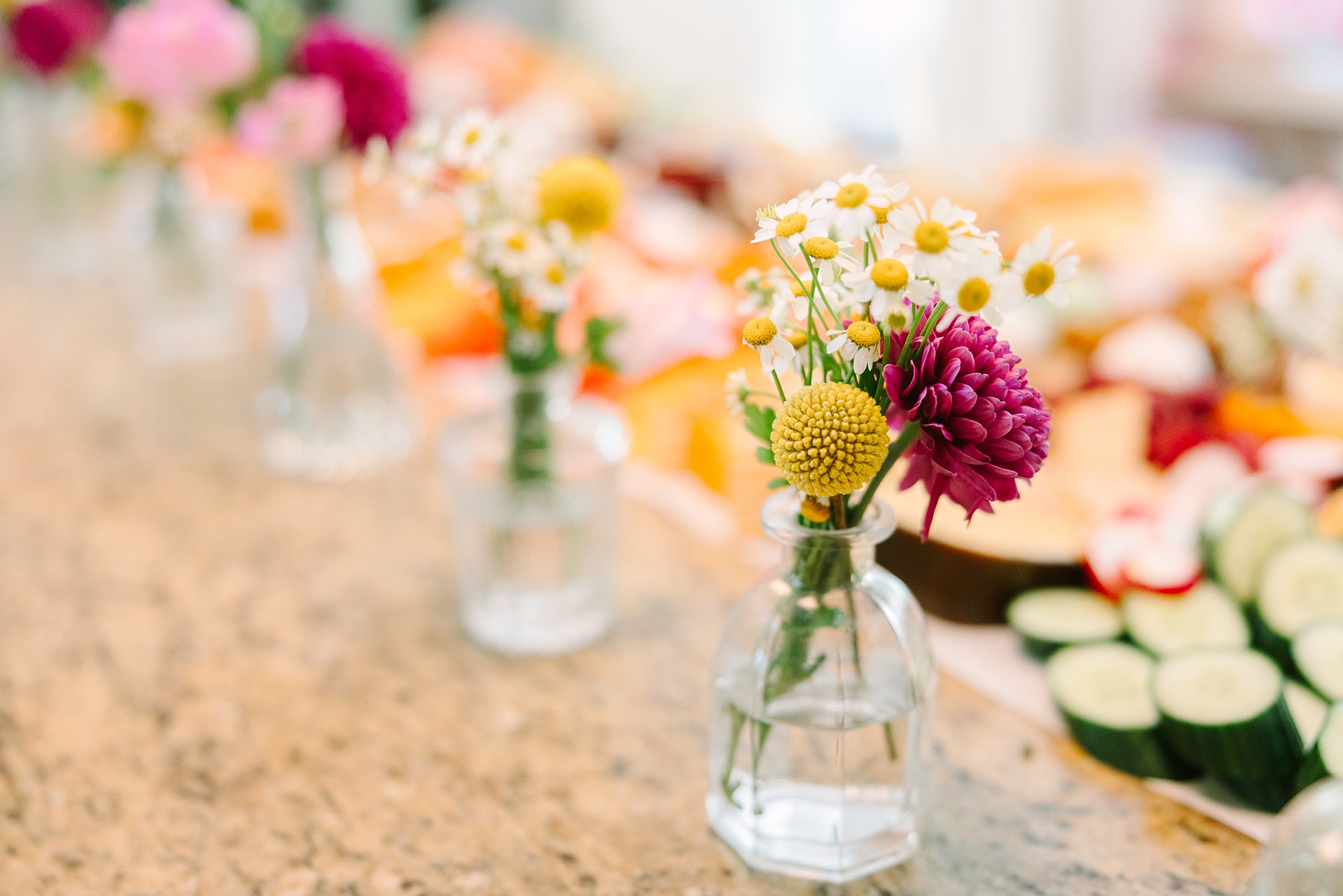 small wildflower bouquets on countertop in Franklin TN