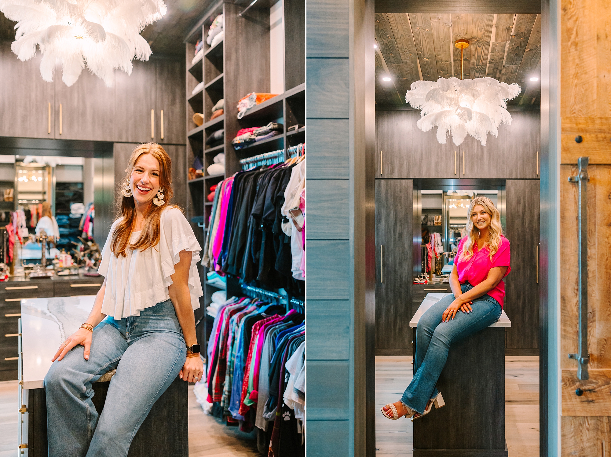 stylists pose in closet of home during Nolensville TN branding session