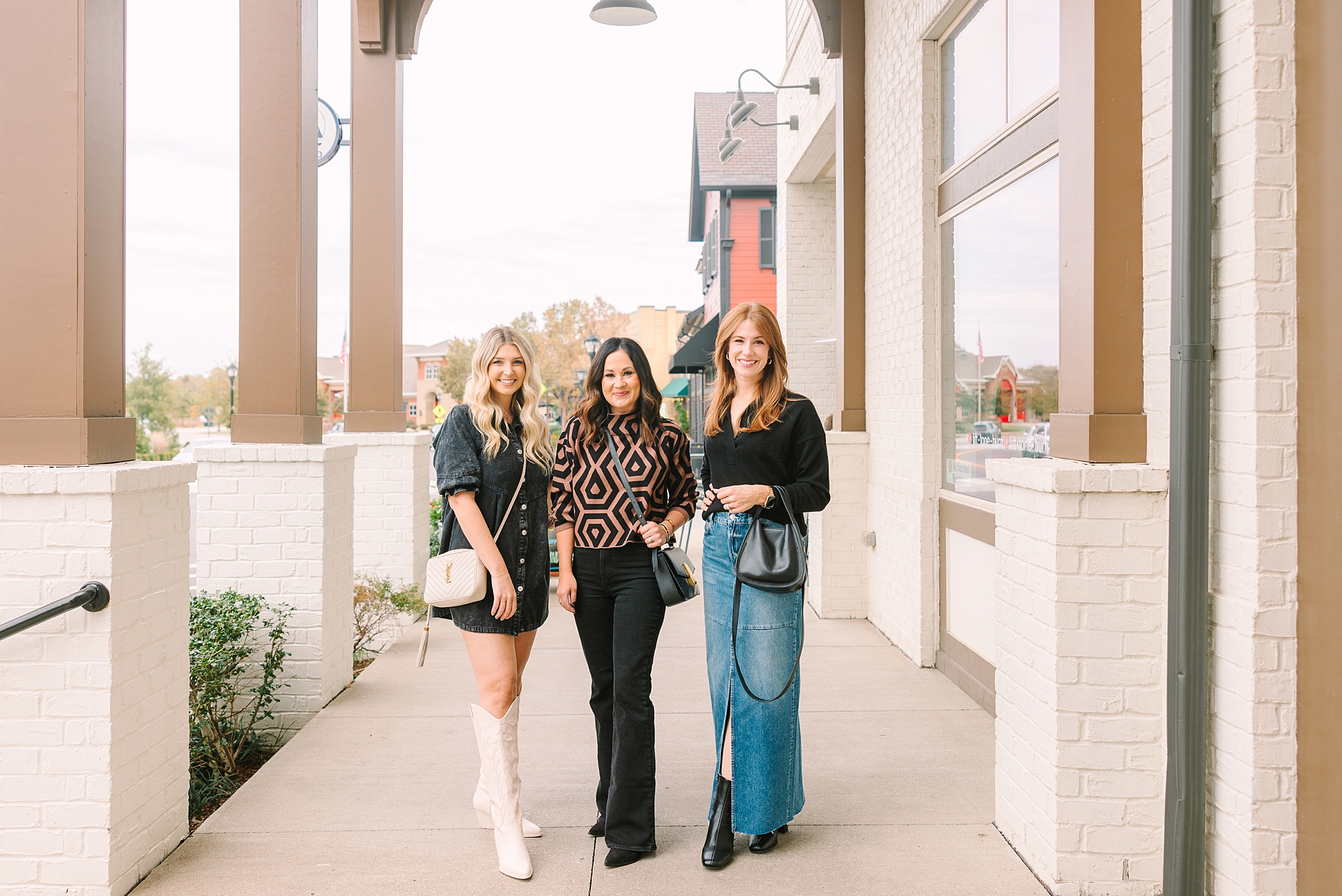 women stand on sidewalk during Nashville branding session
