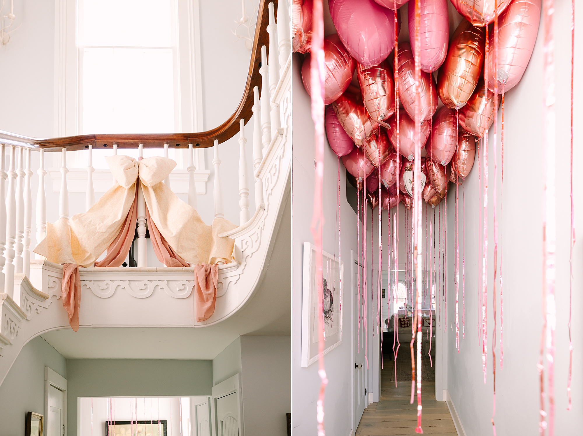heart balloons float in hallway at Magnolia Acres