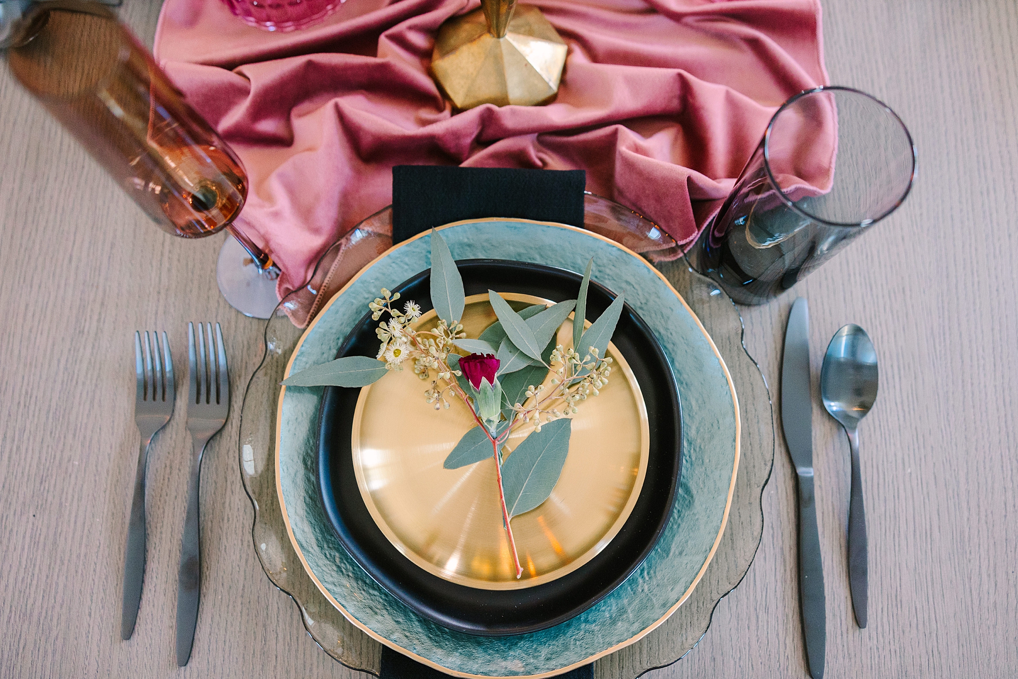 bowl of food sits on teal plate during menu tasting at Magnolia Acres for Rose & Plum Living